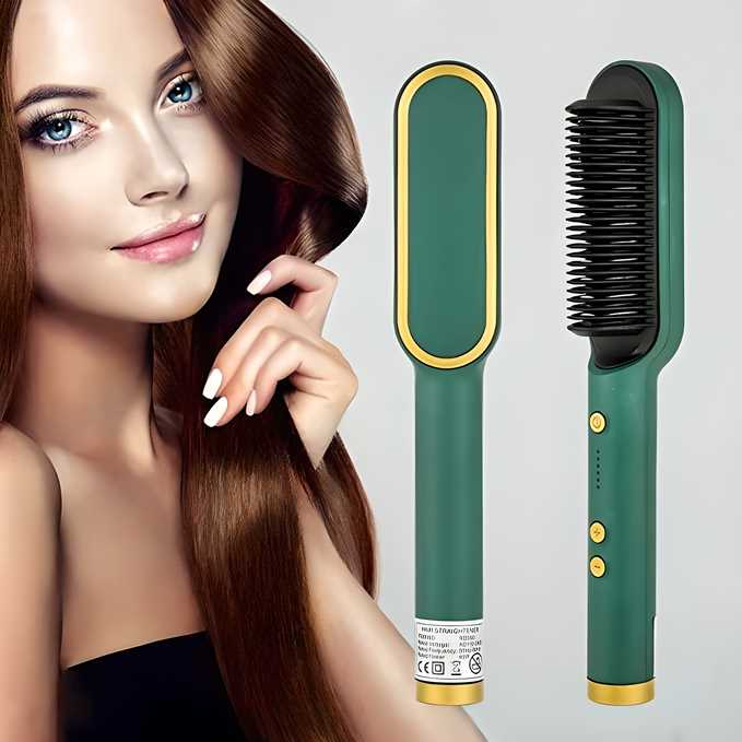 3-in-1 Electric Hair Straightening Brush – Fast Heating Hair Straightener Detangling Comb