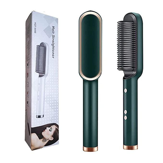 3-in-1 Electric Hair Straightening Brush – Fast Heating Hair Straightener Detangling Comb