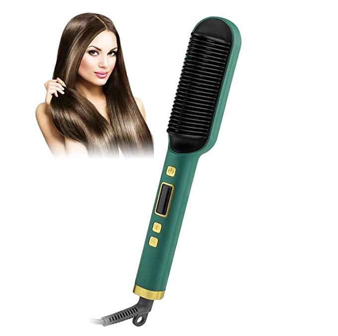 3-in-1 Electric Hair Straightening Brush – Fast Heating Hair Straightener Detangling Comb